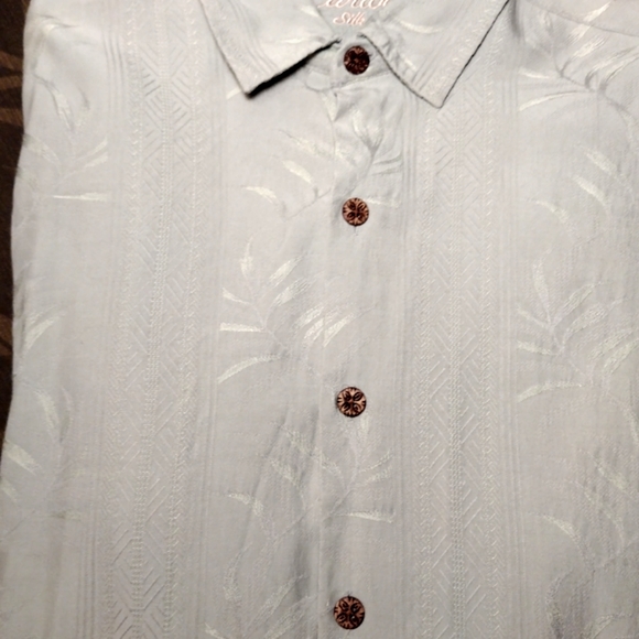 MEN'S Caribbean Silk Blend Palm Green Short Sleeve Button Down Shirt Lar… - Picture 6 of 9